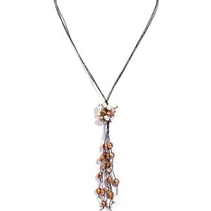 Gempro Genuine Golden White Fresh Water Pearl Cord Necklace for Women