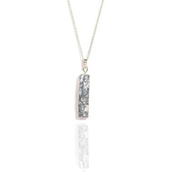 Gempro Genuine Gemstone Black Druzy Bar Gold Tone Chain Pendant for Women