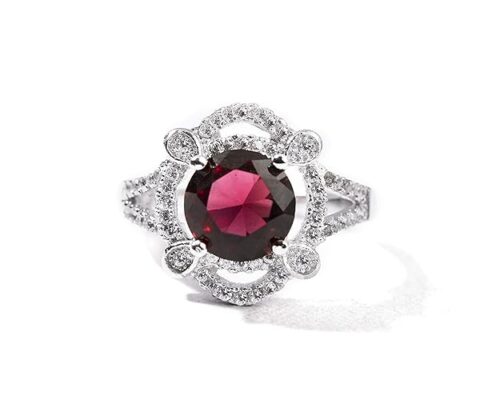 Gempro 925 Silver Hallmark Red Crystal Finger Ring for Women (US Size 6.5)