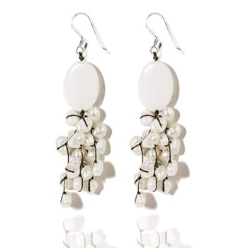 Gempro 925 Sterling Silver Fresh Water Pearl Dangler Earrings for Women