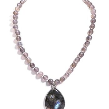 Gempro Genuine Labradorite Gemstone Traditional Long Necklace for Women