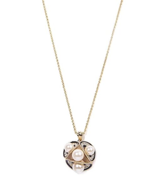 Gempro Genuine Pearl Crystal Enamel Chain Pendant Set for Women - Image 4