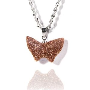 Gempro Valentine's Butterfly Silver Chain Pendant for Girlfriend (Sunstone)