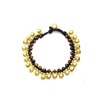 Gempro Gems Jewelry Genuine Tiger Eye Beads With Bells Designer Fashion Gemstones Bracelet For Women
