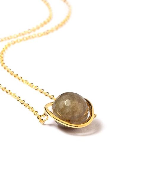 Gempro Certified Labradorite Gemstone Gold Plated Chain Pendant for Women - Image 4