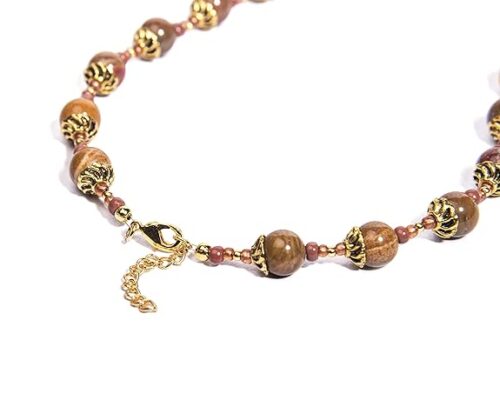 Gempro Genuine Red Jasper Gemstone Antique Necklace Earring Set for Women - Image 3