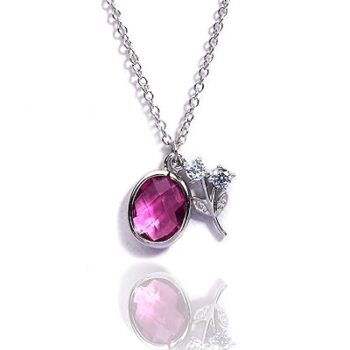 Gempro Genuine Crystal Leaf Charm 925 Sterling Silver Chain Pendant for Women
