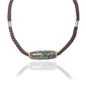 Gempro Genuine Gemstone Sea Green Tribal Agate Tribal Adjustable Cord Necklace for Women