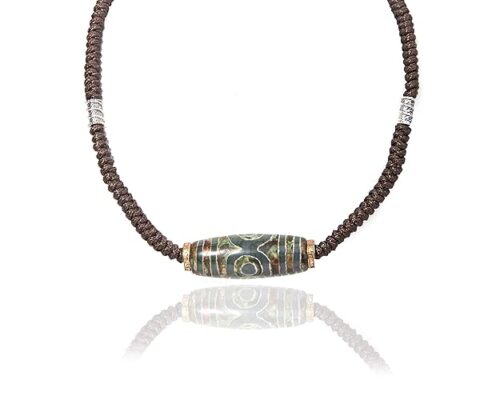 Gempro Genuine Gemstone Sea Green Tribal Agate Tribal Adjustable Cord Necklace for Women