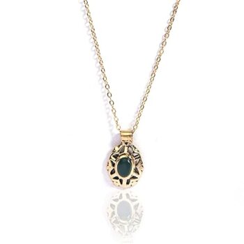 Gempro Genuine Center Stone Onyx Gemstone Golden Chain Pendant for Women