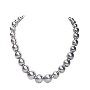 Gempro Genuiene Shell Pearl Graduated Necklace for Women, Silver
