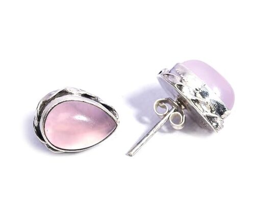Gempro 925 Silver Certified Rose Quartz Gemstone Stud Earrings for Women - Image 3