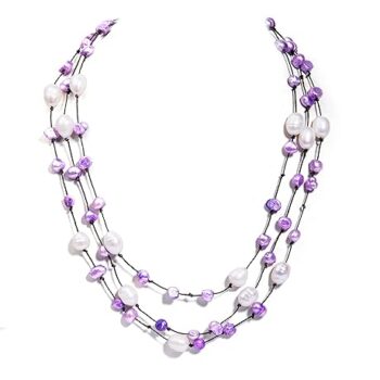 Gempro Genuine Pink White Fresh Water Pearl Cord Necklace for Women