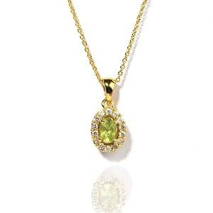 Gempro Certified August Peridot Birthstone Pendant Necklace Women