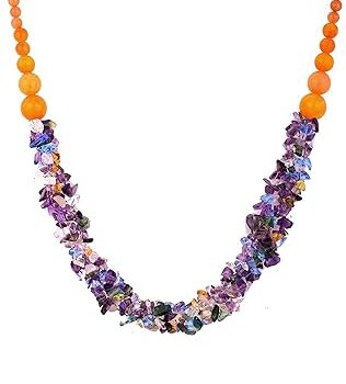 Gempro Genuine Multicolour Quartz Gemstone Layered Necklace for Women