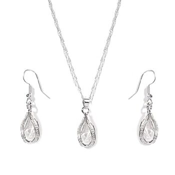 Gempro Birthstone Elegant Silver Pendant Drop Earring Gemstone Set for Women