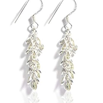 Gempro 925 Silver Certified Peridot Gemstone Drop Earrings for Women