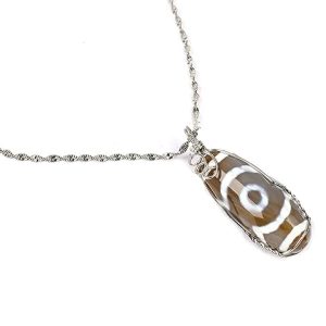 Gempro Purple Metal Crystal Agate Gemstones Pendant Long Necklace for Women's