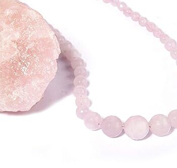 Gempro Genuine Rose Quartz Faceted Gemstones Graduated Necklace for Women
