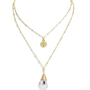 Gempro Genuine Baroque Pearl Coin Charm Layered Necklace for Women