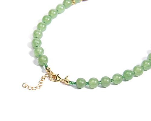 Gempro Genuine Green Aventurine and Tigers Eye Gemstone Peacock Necklace Earring Set for Women - Image 3