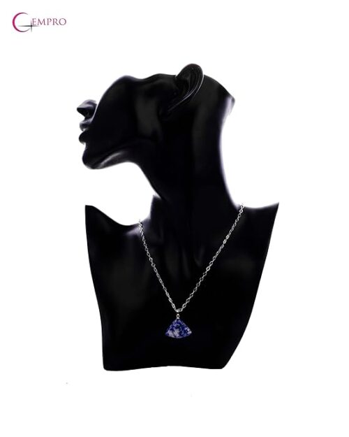Gempro Gems Jewelry Genuine Triangular Sodalite Gemstones Chain Pendant Necklace for women - Image 2