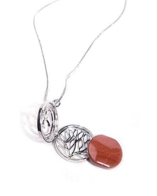 Gempro Genuine Jasper OM Openable Pendant Locket Necklace Unisex - Image 3