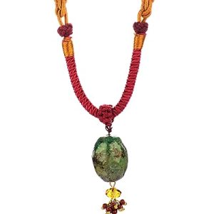 Gempro Gemstones Jewelry Genuine Jasper Adjustable Cord Crystal Pendant Necklace for Women