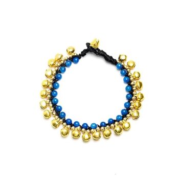 Gempro Gems Jewelry Genuine Blue Beads With Bells Designer Fashion Gemstones Bracelet For Women