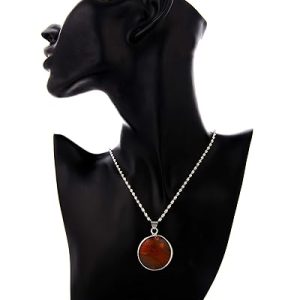 Gempro Gems Jewelry Genuine Carnelian Gemstones Chain Pendant Necklace for Women