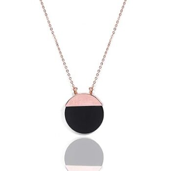 Gempro Genuine Onyx Gemstone Rose Gold Plated Trendsetter Pendant Necklace Women, Black