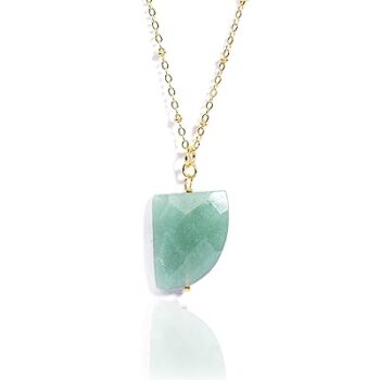 Gempro Genuine Aventurine Gemstone Gold Plated Chain Pendant Women