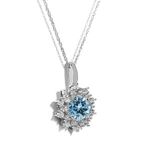 Gempro 925 Sterling Silver Sunburst Gemstone Pendant for Women