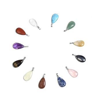 Gempro Genuine Multi Gemstones Set of 12 Drops Chain Pendant Necklace for Women