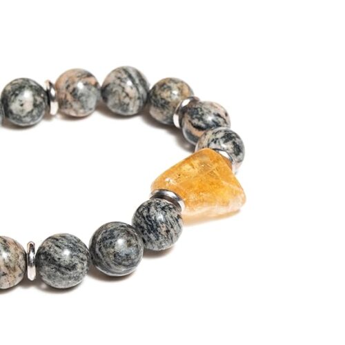 Gempro Certified Labradorite and Citrine Gemstones Healing Stretchable Bracelet - Image 3
