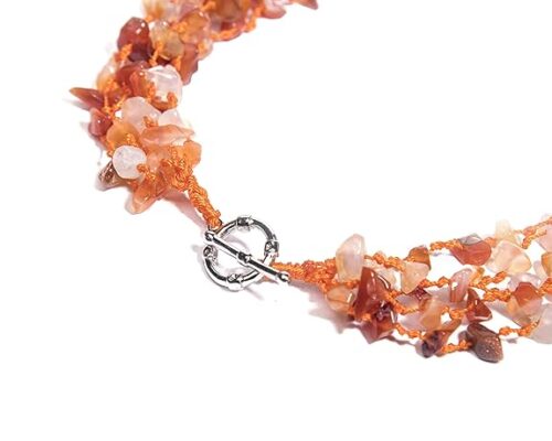 Gempro Certified Agate Carnelian Gemstones Chips Layered Necklace for Women - Image 4