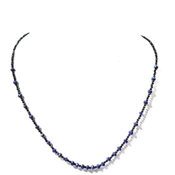 Gempro Genuine Gemstones Export Quality Black Spinel and Lapis Lazuli Necklace for Women