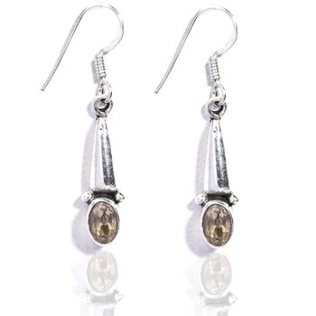 Gempro 925 Sterling Silver Certified Citrine Gemstone Drop Earrings for Women