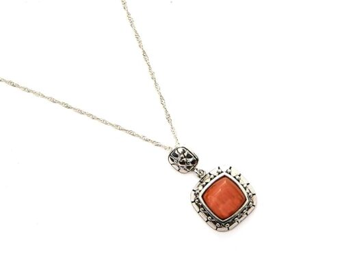 Gempro Genuine Cushion Cut Gemstones Chain Pendant Necklace for Women