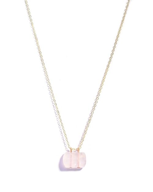 Gempro Genuine Rose Quartz Gemstone Bar Gold Plated Chain Pendant for Women, Pink - Image 7