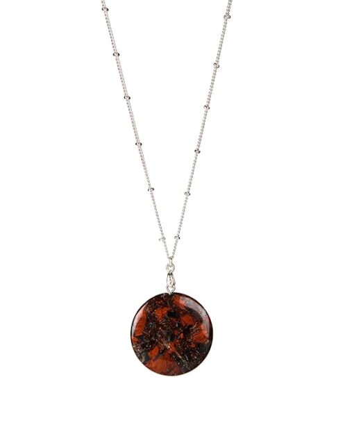 Gempro Gemstones Jewelry Genuine Spider Web Jasper Silver Chain Chain Pendant Necklace for Women and Girls - Image 4