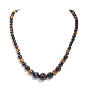 Gempro Certified Genuine Red Tiger's eye Gemstone Graduated Necklace for Women