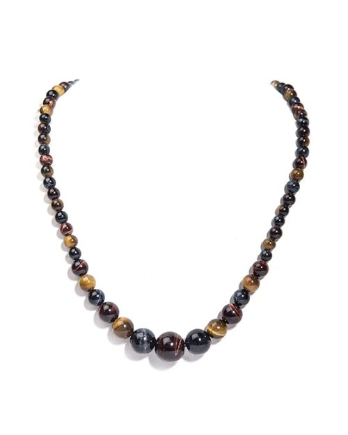 Gempro Certified Genuine Red Tiger's eye Gemstone Graduated Necklace for Women