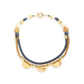 Gempro Gold Plated Warm Cord Multi Ges Necklace