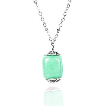 Gempro Genuine Jade Gemstone Money Magnet Fortune Silver Chain Pendant Necklace for Women, Aqua Blue