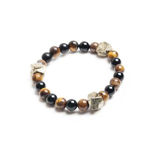 Gempro Black Onyx and Pyrite and Tiger Eye Bracelet