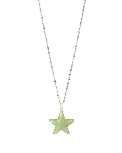 Gempro Gemstones Genuine Green Aventurine Lucky Star Good Luck Pendant for Girls - Image 2