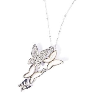 Gempro Genuine Peach Butterfly Cluster Shell With CZ Studded Chain Pendant Long Necklace for Women and Girls