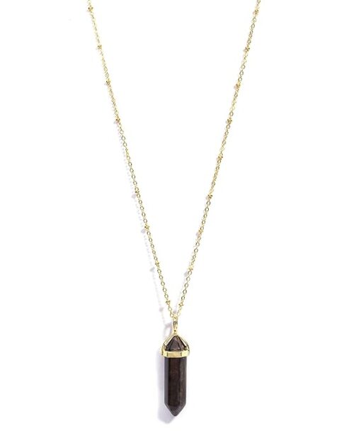 Gempro Tiger’s Eye Crystal Point Gold Tone Chain Pendant for Women - Image 2