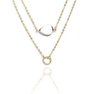 Gempro Natural Pearl Gold Plated Layered Chains Necklace for Women, White